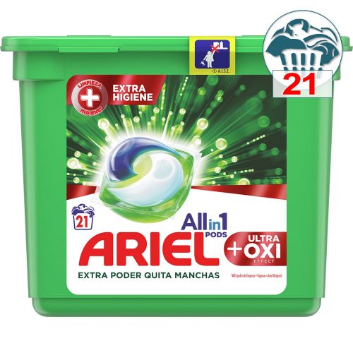 Ariel All In Pods Ultra Oxi 19 und Detergente en Cápsulas