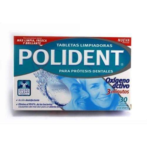 Oxígeno Activo POLIDENT Tabletas limpiadoras para prótesis dentales precio