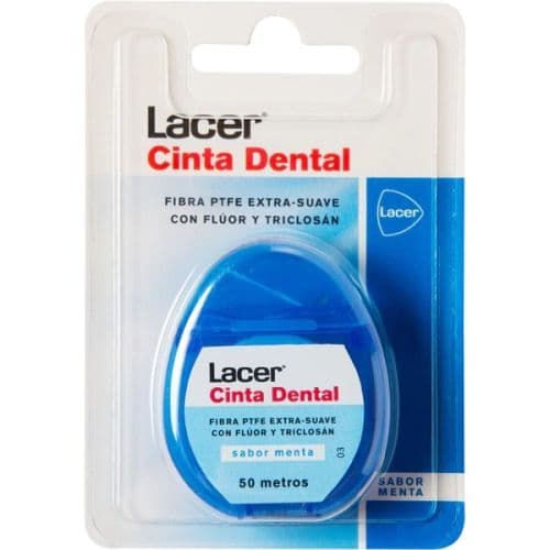 CINTA DENTAL PTFE EXTRASUAVE CON FLUOR TRICOSAN SABOR MENTA